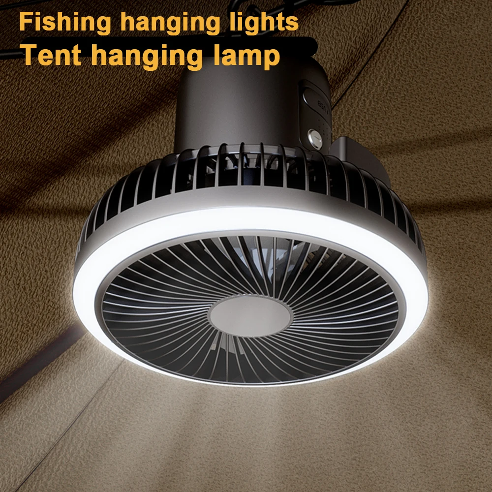 Outdoor tripod fan can shake its head 180 degrees Removable Ceiling standing camping fan portable hook fishing fan