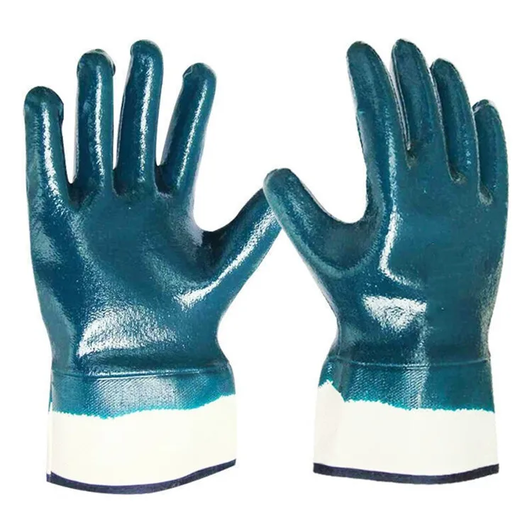 China Supplier Wholesale Heavy Duty Nitrile Blue Coated Gloves Oil And Gas Resistant Safety gloves