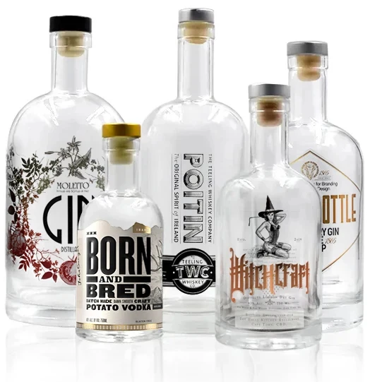 Liquor Bottles Matte Black Glass  round 375ml 500ml 750ml Spirit Bottle Glass Vodka Bottle with lid
