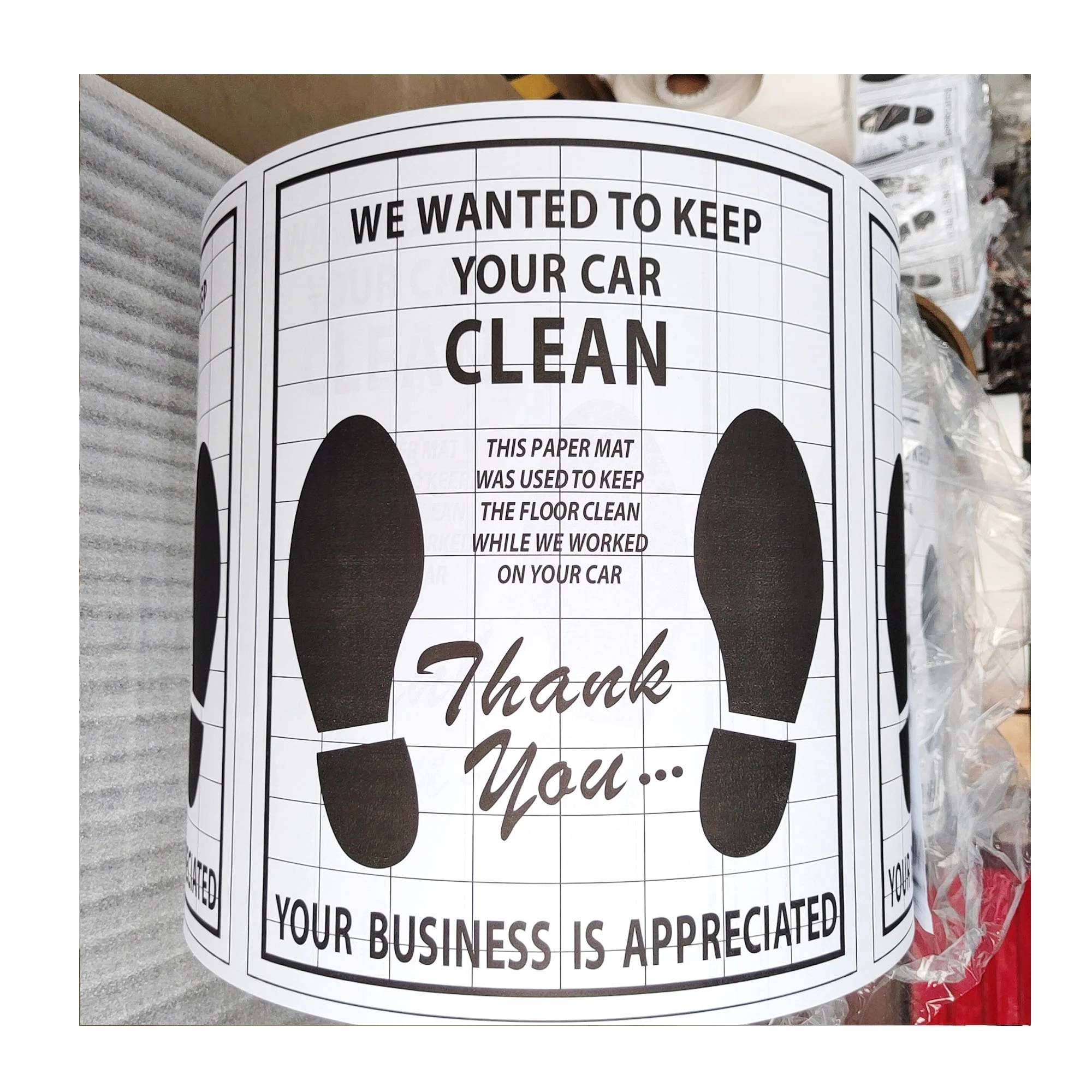 Custom White Disposable Paper Car Floor Mat Anti Slip Thank You Floor Mat for Car Wash