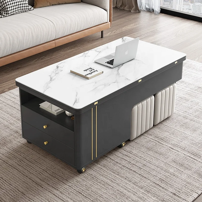 Подъемник для гостиной Многофункциональный расширяемый мраморный журнальный столик с хранилищем