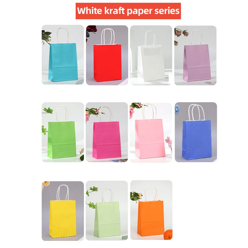 custom logo printed biodegradable luxury reusable foldable carry gift clothes blank white kraft paper shopping bag with handle