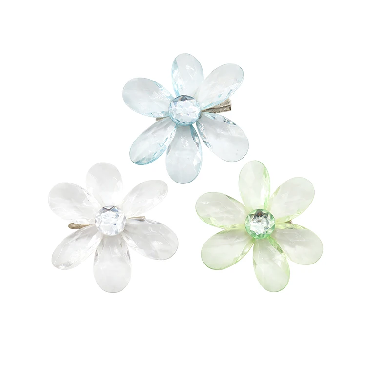 Wholesale Acrylic Christmas Tree Decoration Transparent Crystal Colorful Flower Hanging Jewel Pendant Children Handmade Diy Toys