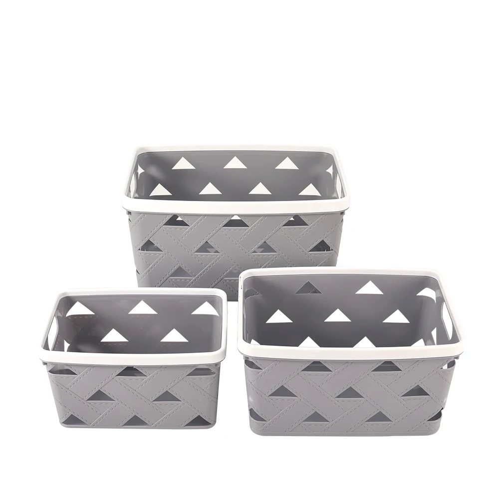 Leather-like feature rectangular ventilated Clothes Hamper plastic laundry basket