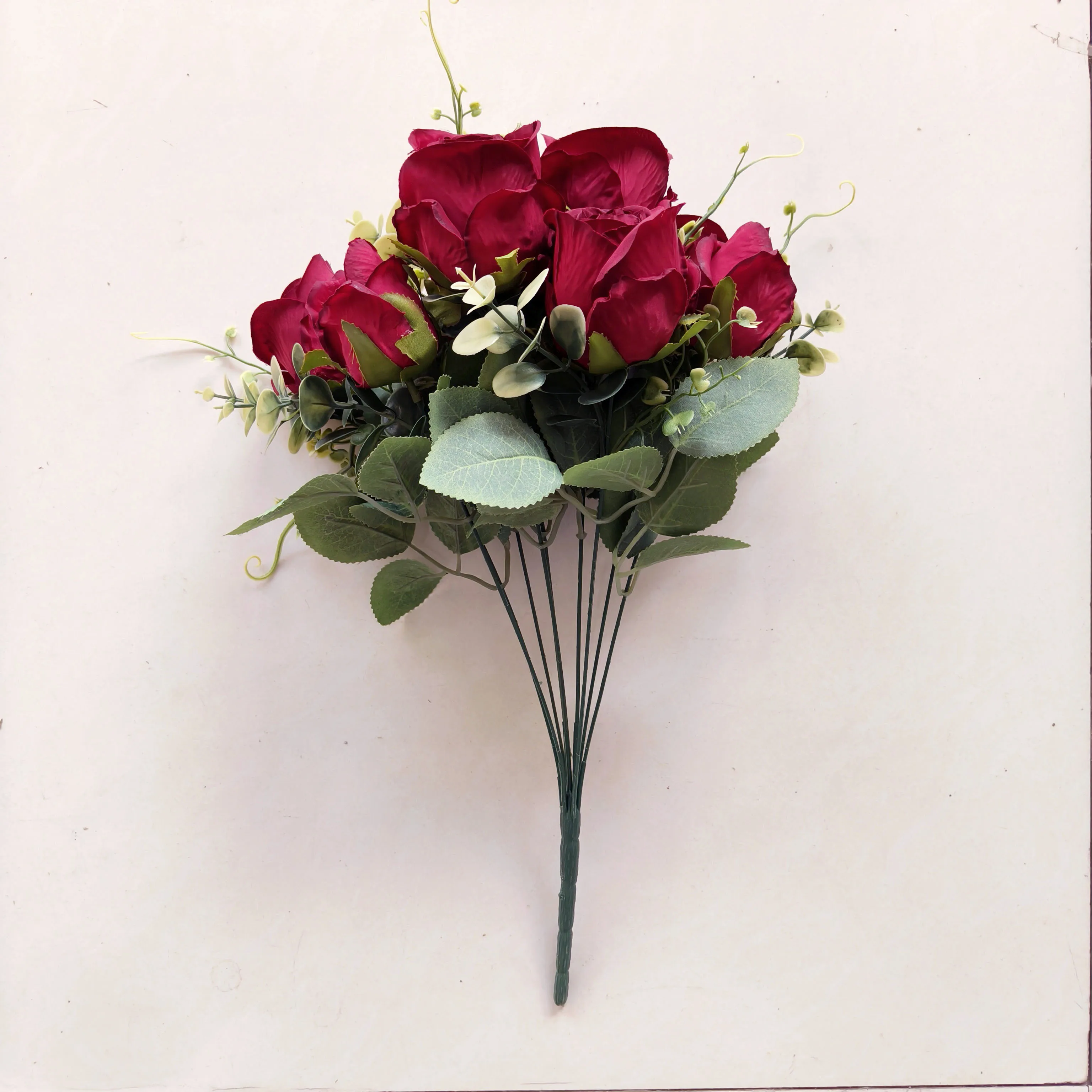 YIWAN Wholesale 9 hand seasonal roses buds Artificial silk Flower Cabbage Roses Wedding Decorative Big bunch of Flower