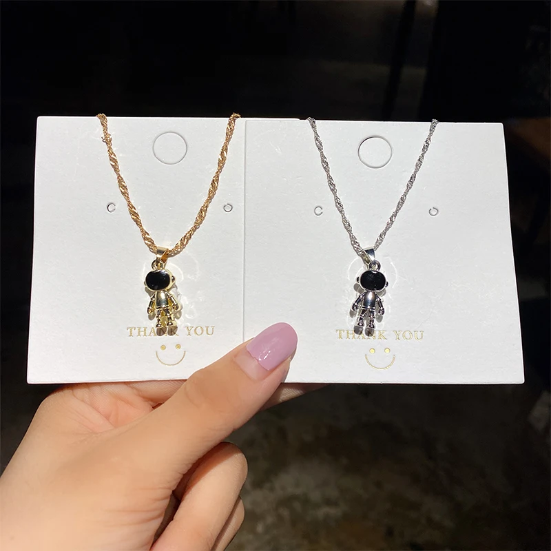 Fashion gold plated Astronaut Robot Pendant Necklace for Couple Men Women Spaceman Necklace