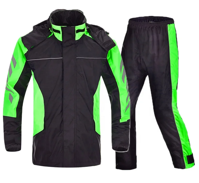  Factory Custom Waterproof Windproof Rainwear Rain Jacket Pants Mens Delivery Club Uniforms for Motor Cycling Clothes Seam