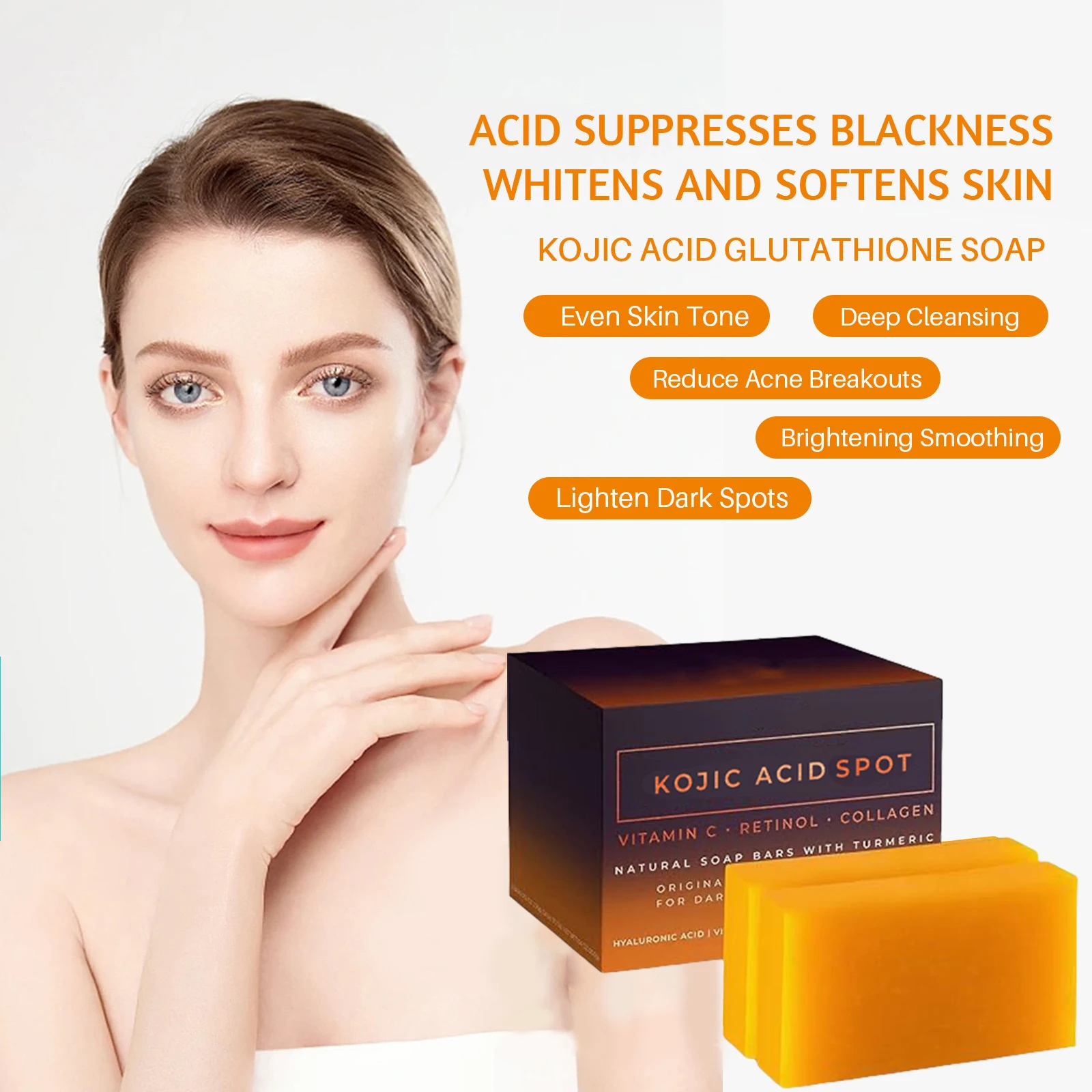 Custom Organic Skin Lightening Clean Body Face Whitening kojic acid soap wholesale Brightening Pigmentation Dark Spots