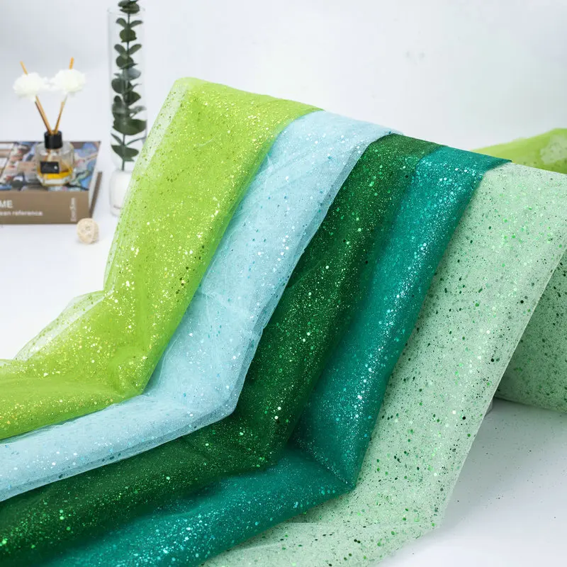 2023 Glitter Tulle Fabric Mesh DIY Dress Stage Bride Cloth Wedding Dress Designer Fabric Party Dancewear Dress Fabrics