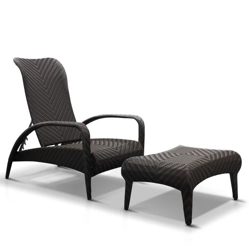
Outdoor furniture garden beach ues rattan sun lounger chair with footrest 