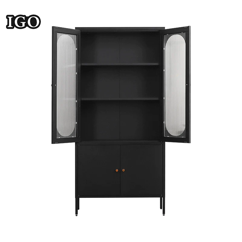Upper Glass Down Metal Office Steel File Cabinet Metal Storage Cupboard Metal Office Cabinets