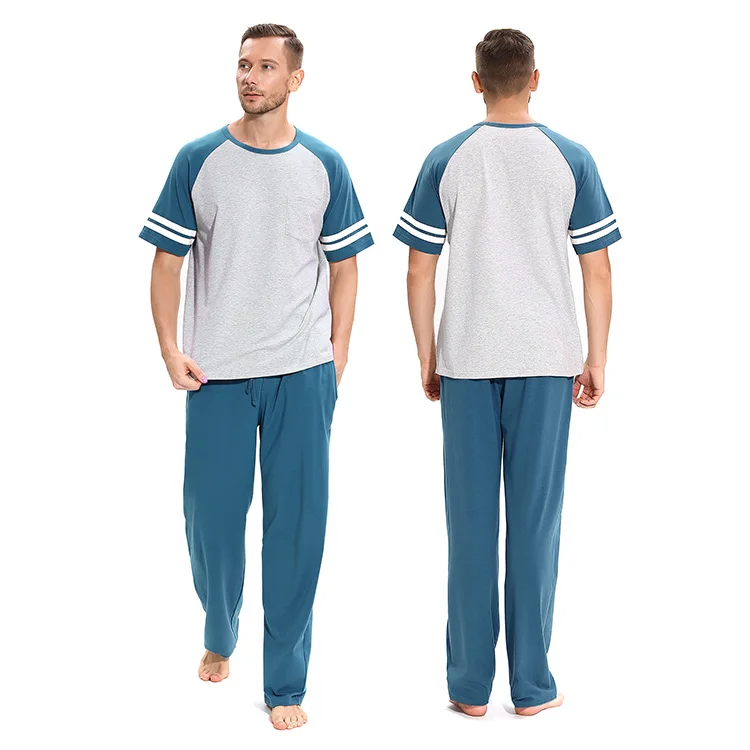 Cheap Custom Cotton Bulk Nightwear 2 Piece Couple Pajama Set For Men