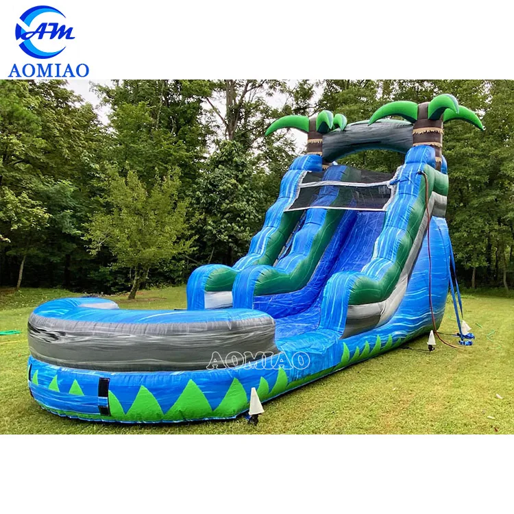 Professional design inflatable double slide inflatable water slide with small pool