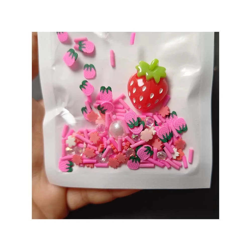 Kawaii 3D Красная Клубника розовая ананас из смолы для ногтей бусина «DIY» кабошон Шарм нейл-арта