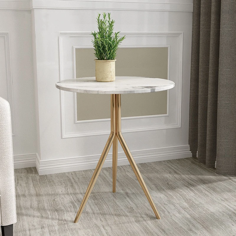 Contemporary Style Round Metal Leg With Marble TopSide Table Living Room Furniture Italian Design Luxury Gold Coffee Table