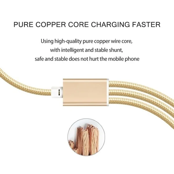 best quality Nylon Braided data wire 3A super Fast Charging Charger 3 in 1 Usb Charger  Cable for phone