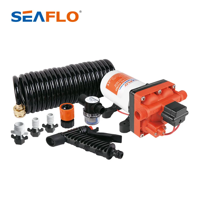 SEAFLO 12V DC High Pressure Clean Water Pump 55PSI 4GPM Portable Electric Car Wash Pressure Washer Pump Kit