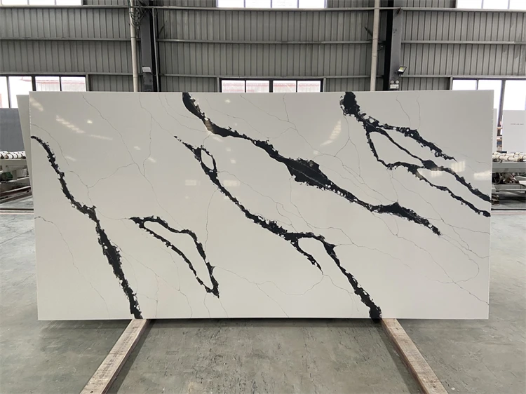 Polish Calacatta Quartz Slabs White Quartz Slab Kitchen Countertop