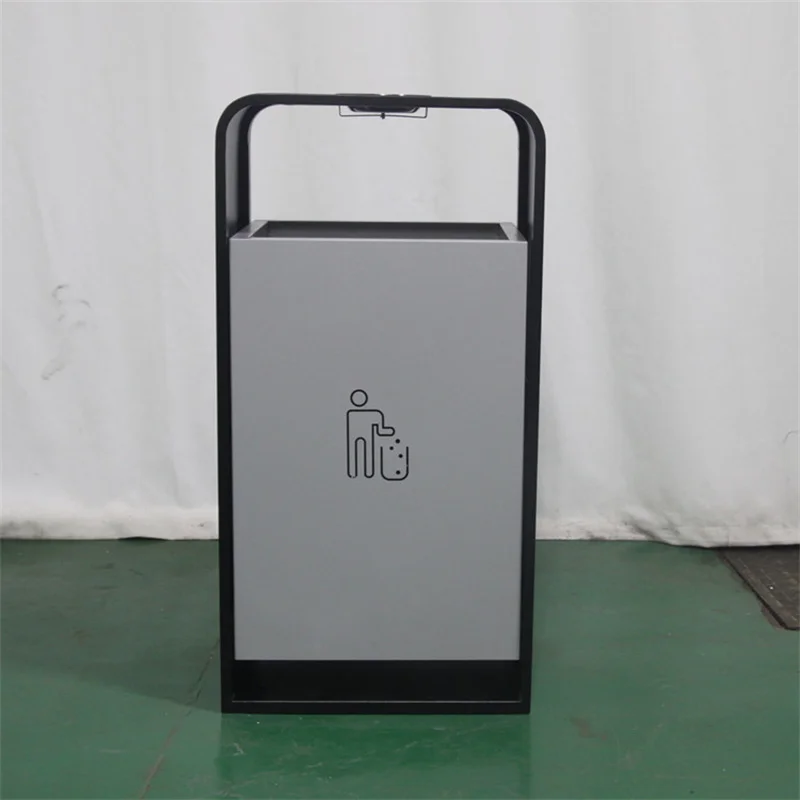 custom outdoor rectangular metal trash receptacle garbage can outside garden street recycle waste bin commercial steel dust bin