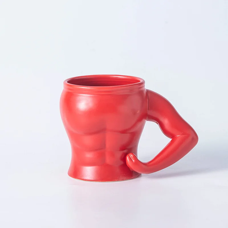 Funny 12oz Gym Fitness Gifts Mugs Red Ceramic Muscle Man Coffee Mug Game Human Body Mug