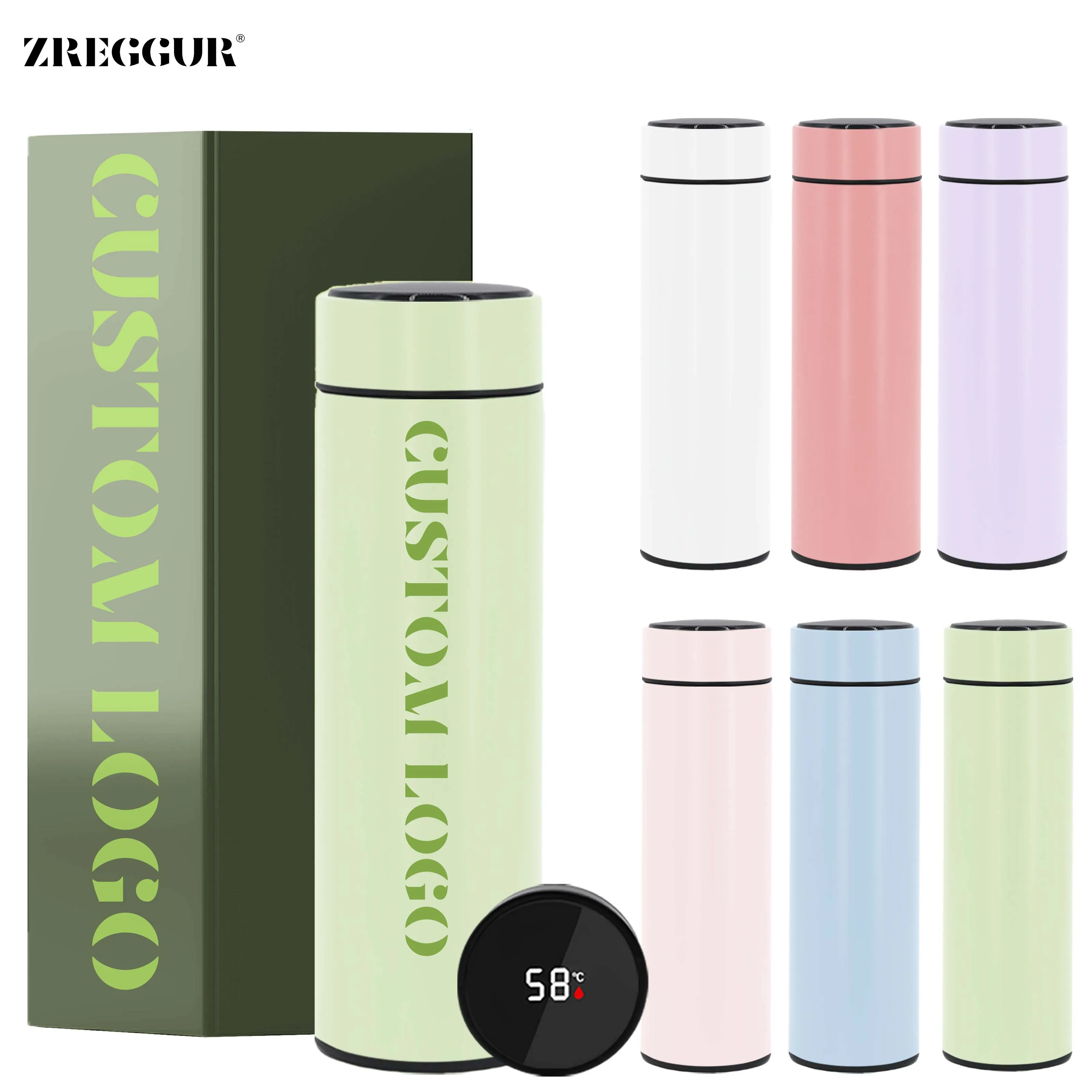 Wholesale Gifts New Colors Vacuum Flask 500ml Stainless Steel Custom Smart Water Bottle with Temperature Display Led Screen