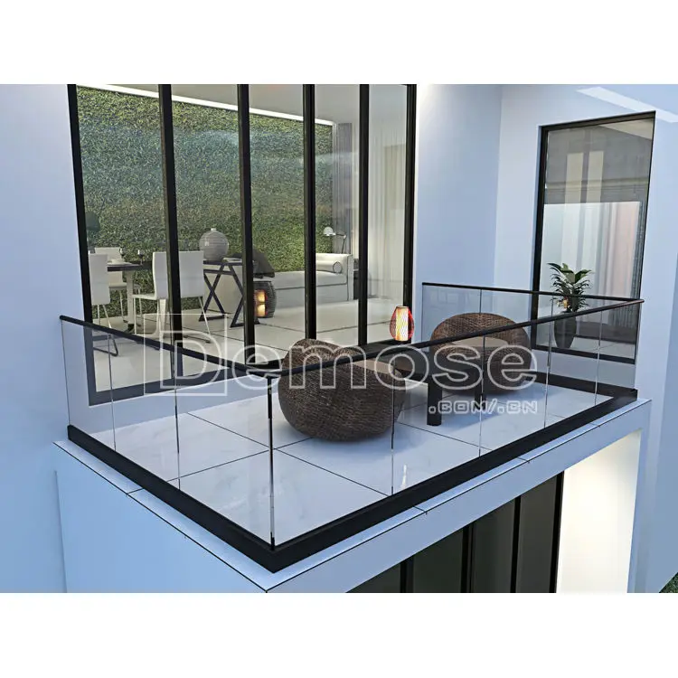 Balcony Safety Aluminum U Channel Metal Balcony Glass Railing Stainless Steel Handrail