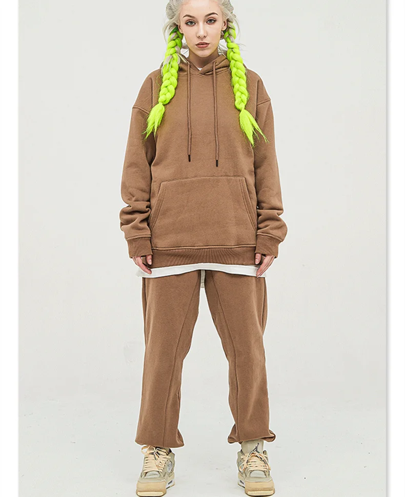 Осень-зима 2021, зимние однотонные флисовые и толстые повседневные толстовки унисекс с бархатной подкладкой