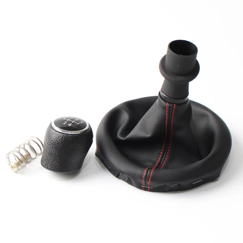 For VW Volkswagen Transporter T5 T5.1 T6 Gp 2003-2011 Gear Stick Shift Knob Leather Gaiter Boot Cover Car 5 6 Speed red stitch