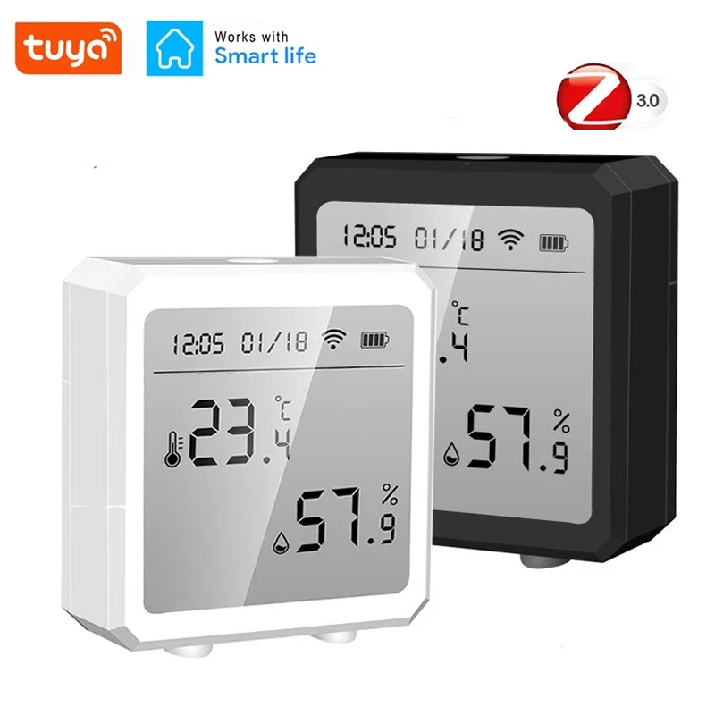 Tuya Smart Zigbee Wireless Wall Temperature Humidity Sensor Work With Alexa Google Home