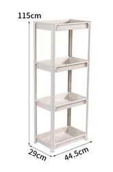 Home Bathroom Rolling Storage Rack Metal Removable Storage Cart 4 Tier Kitchen Trolley