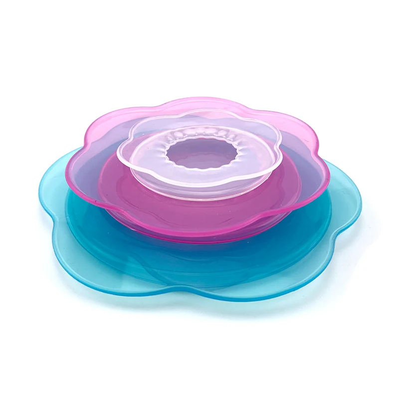 3 sizes/Set Flower Shape Colorful Silicone Stretch Reusable Fresh Fruit Food Cover Sealing Plate Can Storage Cover Fresh Lid