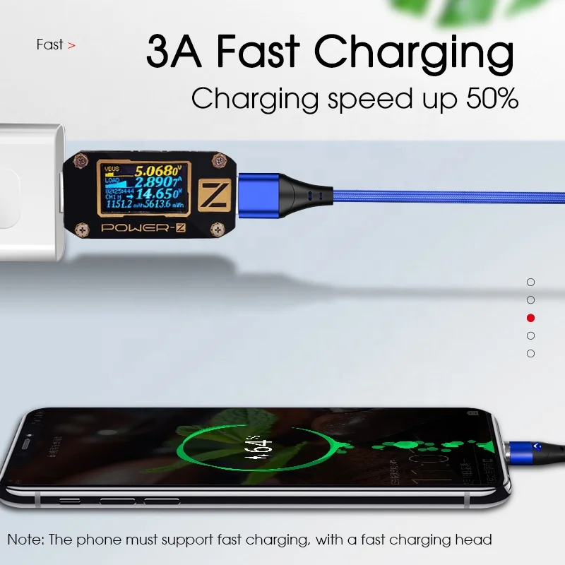  Нейлоновый плетеный 3 в 1 кабель 3A Type C Micro USB Магнитный для передачи данных вращающийся на 360 градусов зарядный
