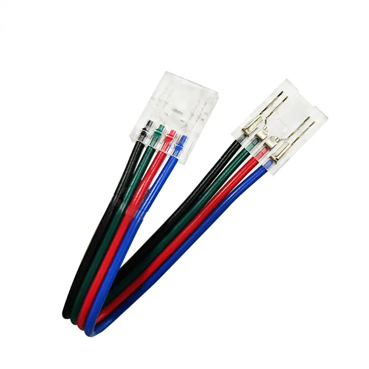 double end connector with 100mm long wires in between suitable for 10mm wide 4-pin RGB COB LED strips