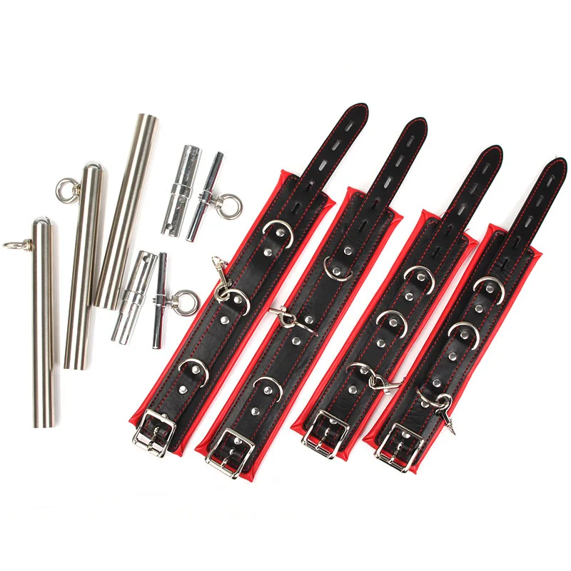 BDSM Bondage Set Stainless Steel Adjustable Spreader Bar Sex Slave Handcuffs Ankle Cuffs Fetish Restraints Sex Toys for Couples