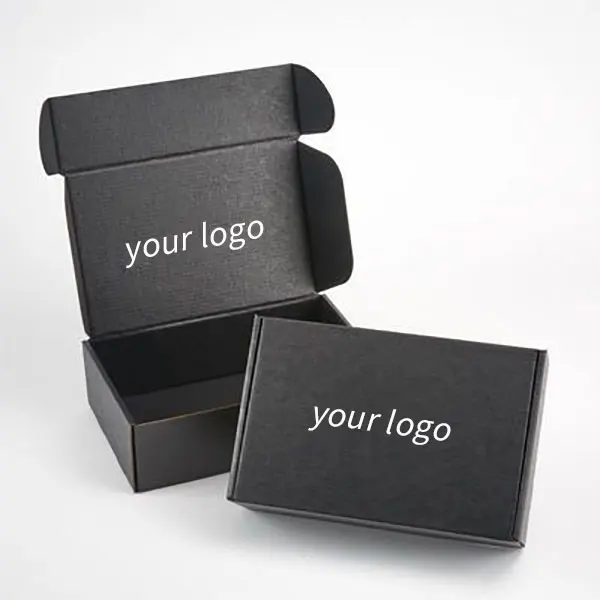 Custom Black Gift Shoe Shipping Mailer Boxes Corrugated Cardboard Watch Jewelry Clothes Packaging Paper Boxes With Custom Logo