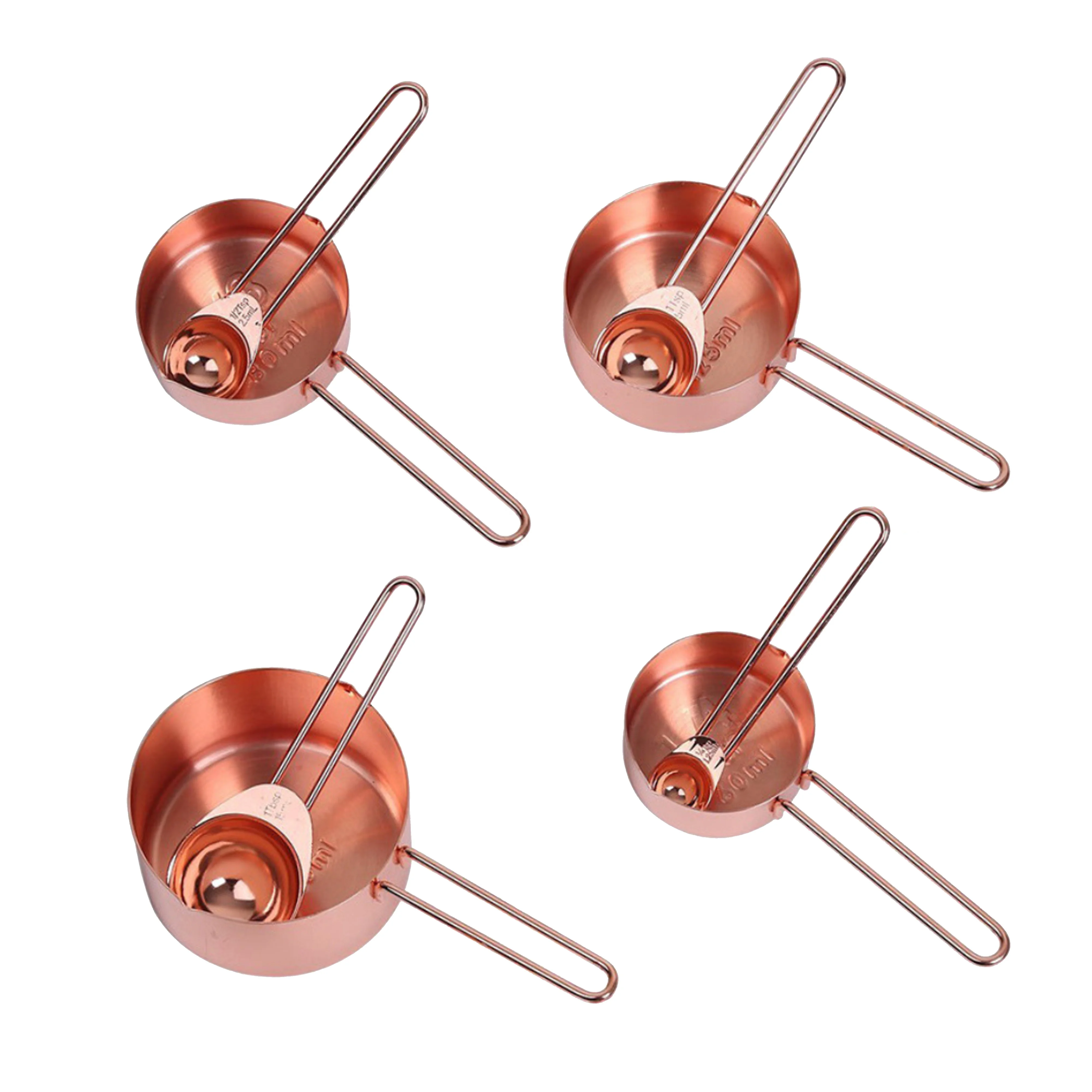 Gold and Rose Gold Color Stainless Steel Measuring Cups Measuring Spoons 8pcs Set
