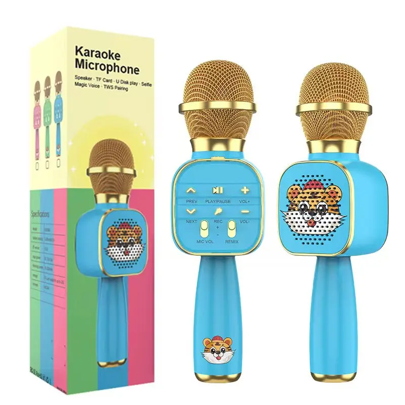 Customized Karaoke Microphone Wireless Kids Karaoke Microphone with Speaker Blue tooth Hot Selling Singing Mic For Home Party