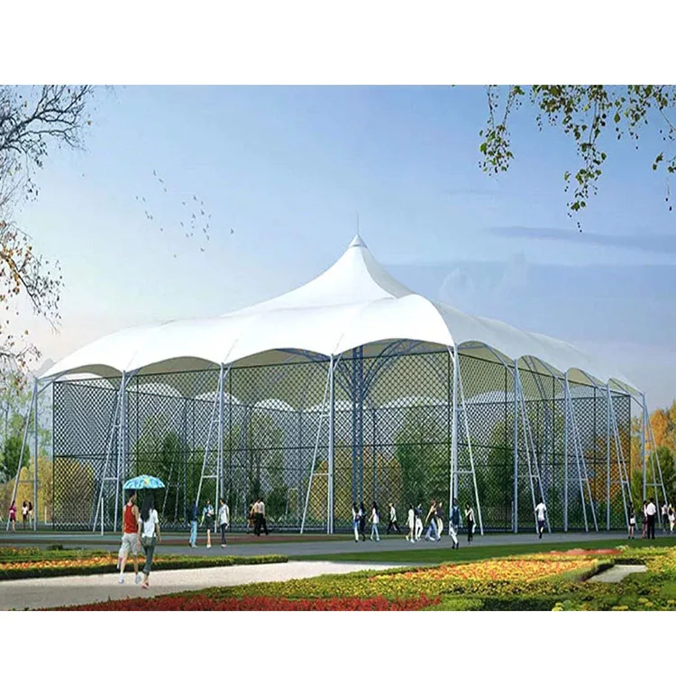 Pvdf flat membrane Factory price 140km/hour wind speed resistant tennis Court canopy for sport center club