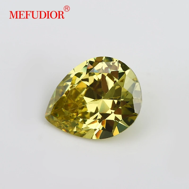 3A-5A water drop pear shape natural olive yellow diamond loose gem cubic zirconia gem wholesale