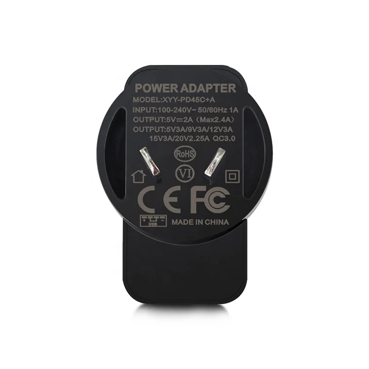  Блок питания с вилкой SAA на Usb Тип C 5 В 12 2 А 45 Вт сетевое зарядное устройство Pd для путешествий Qc3.0 Qc 3 0 адаптер pd Usb-c Type-c