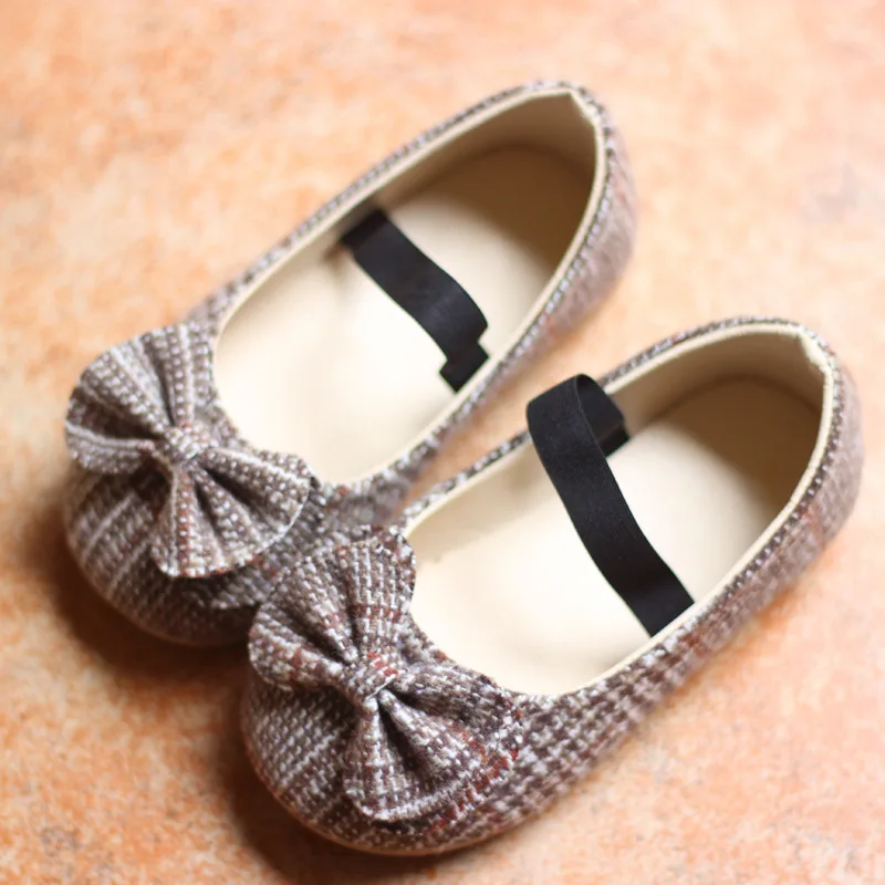 Hao Baby Girls Knitting Bowknot Shoes For Children Dance Dressshoes Children Casual Shoes
