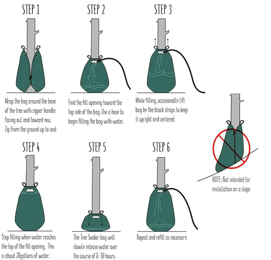 Пакеты для полива деревьев многоразовые сверхмощные мешки воды медленного орошения ПВХ мешок капельного 20 галлонов
