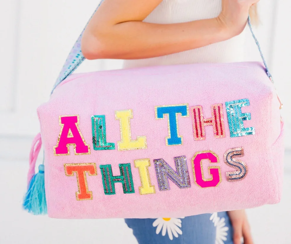 Portable embroidery beach snacks magic duffle bag wifey leather pu bags for travel vacay creative custom shoulder bag women