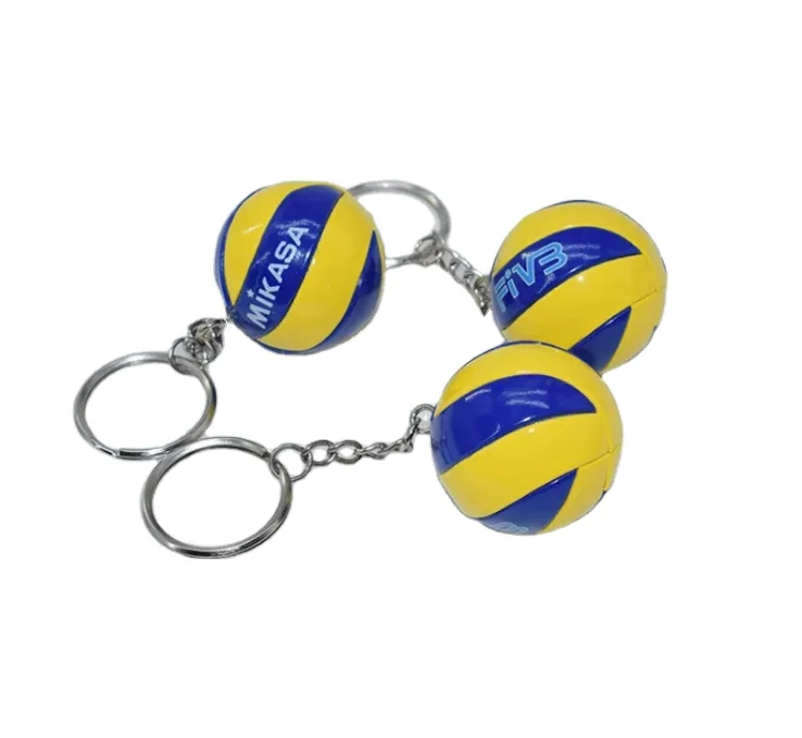 Promotional activity gift keychain 3D pu leather volleyball pendant