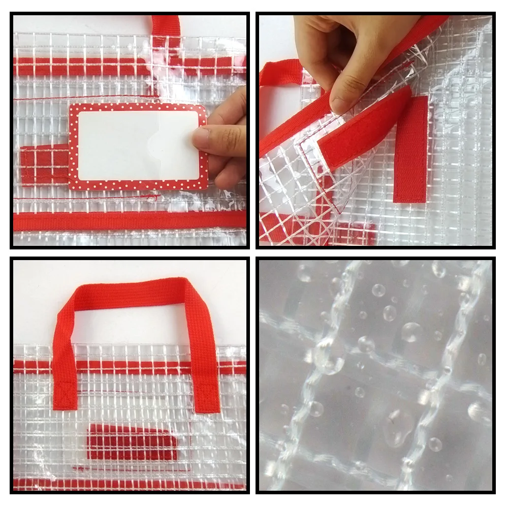 Colorful fabric book pouches have clear pocket name tags for students Student Book Pouches