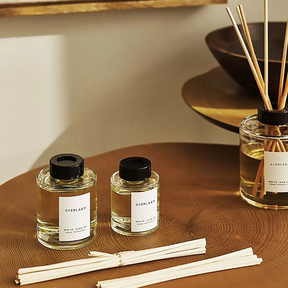 Luxury Glass Reed Diffuser Bottle 100ml 150ml 200ml 500ml round Shape Empty Clear with Custom Logo for Gift Packaging