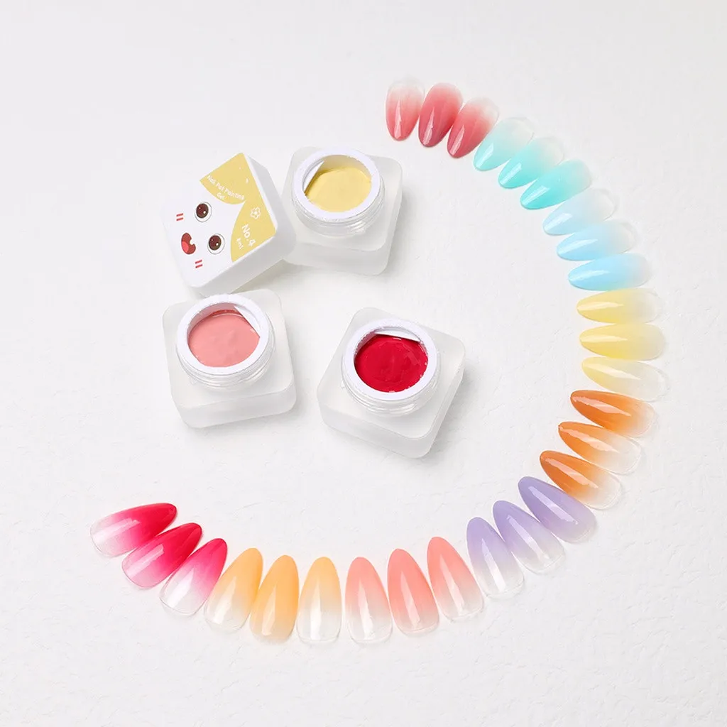 9 Colors Pat Painting Nail Gel with Gradient Effect Mirror Powder Molding Gel Polish Set for Women Gifts