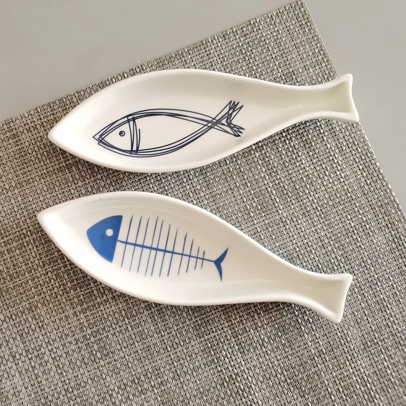 Popular Wholesale Ceramic Plates Fish Shape Sushi Plate Ceramic Fish Pattern Dish