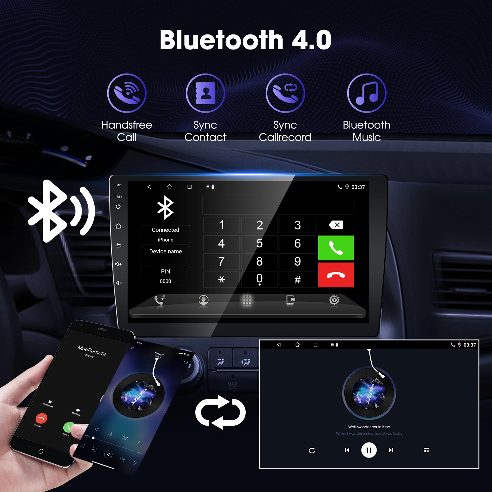 9 inch touch screen support split screen CarPlay Android auto Universal car stereo android system  multimedia player