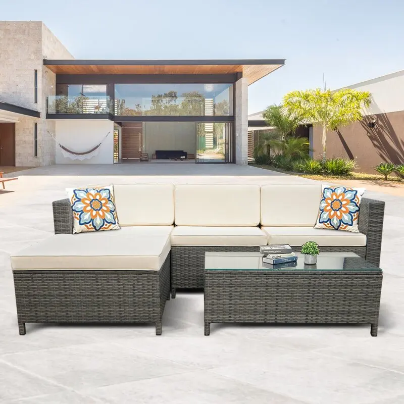 Wholesale Rattan Furniture Garden Chess Set Large Outdoor Patio Wicker Sofa Set Furniture Set For The Garden